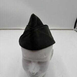 Military Garrison Cap AG-344 Gabardine Poly Wool Army Green Hat Mens 7 1/8